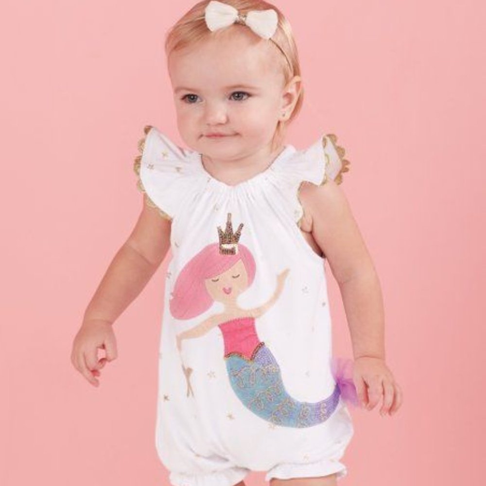 Mud Pie Mermaid Bubble Romper 9-12 mos
